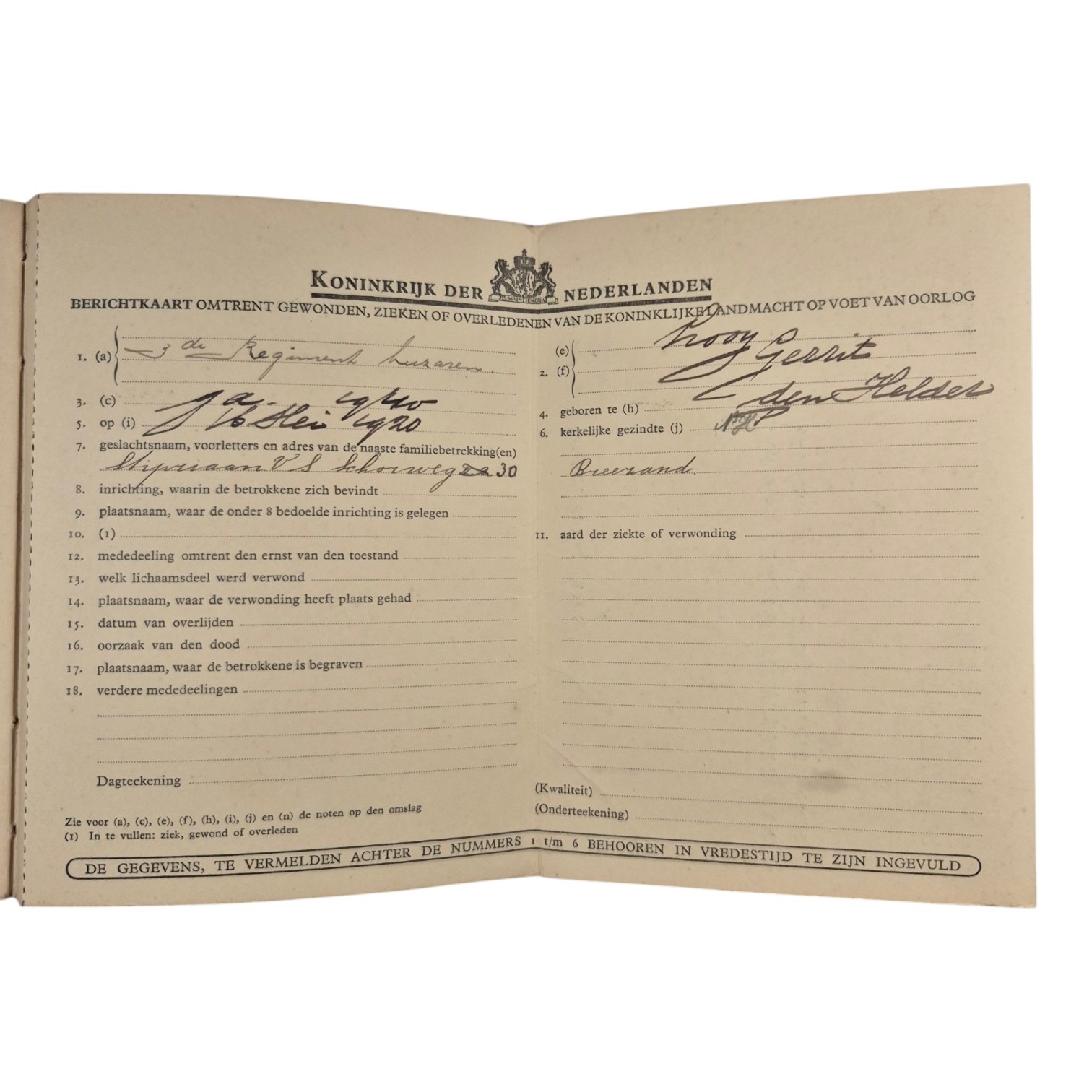 Nederlands-oorlogszakboekje-3de-regiment-Huzaren(3)