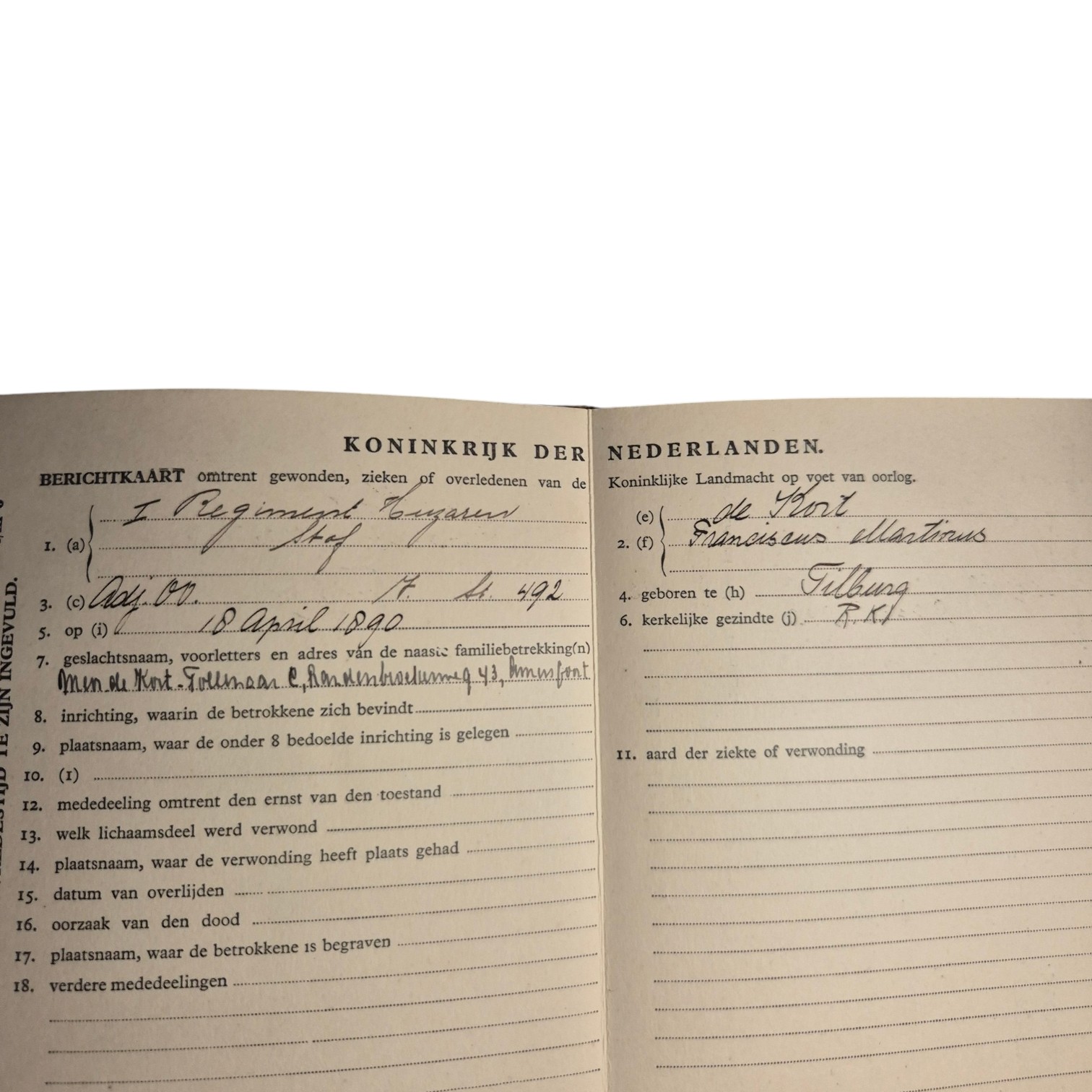 Nederlands-oorlogszakboekje-naamplaatje-en-documenten-Adjudant-onderofficier-1e-Regiment-Huzaren(10)