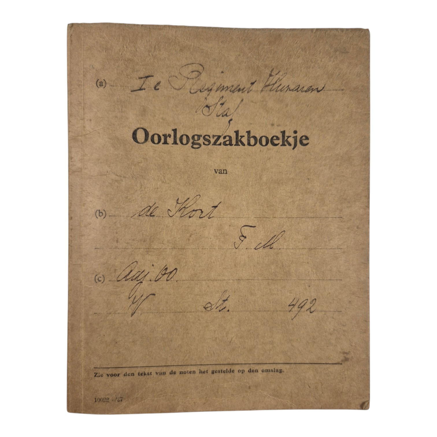 Nederlands-oorlogszakboekje-naamplaatje-en-documenten-Adjudant-onderofficier-1e-Regiment-Huzaren(4)