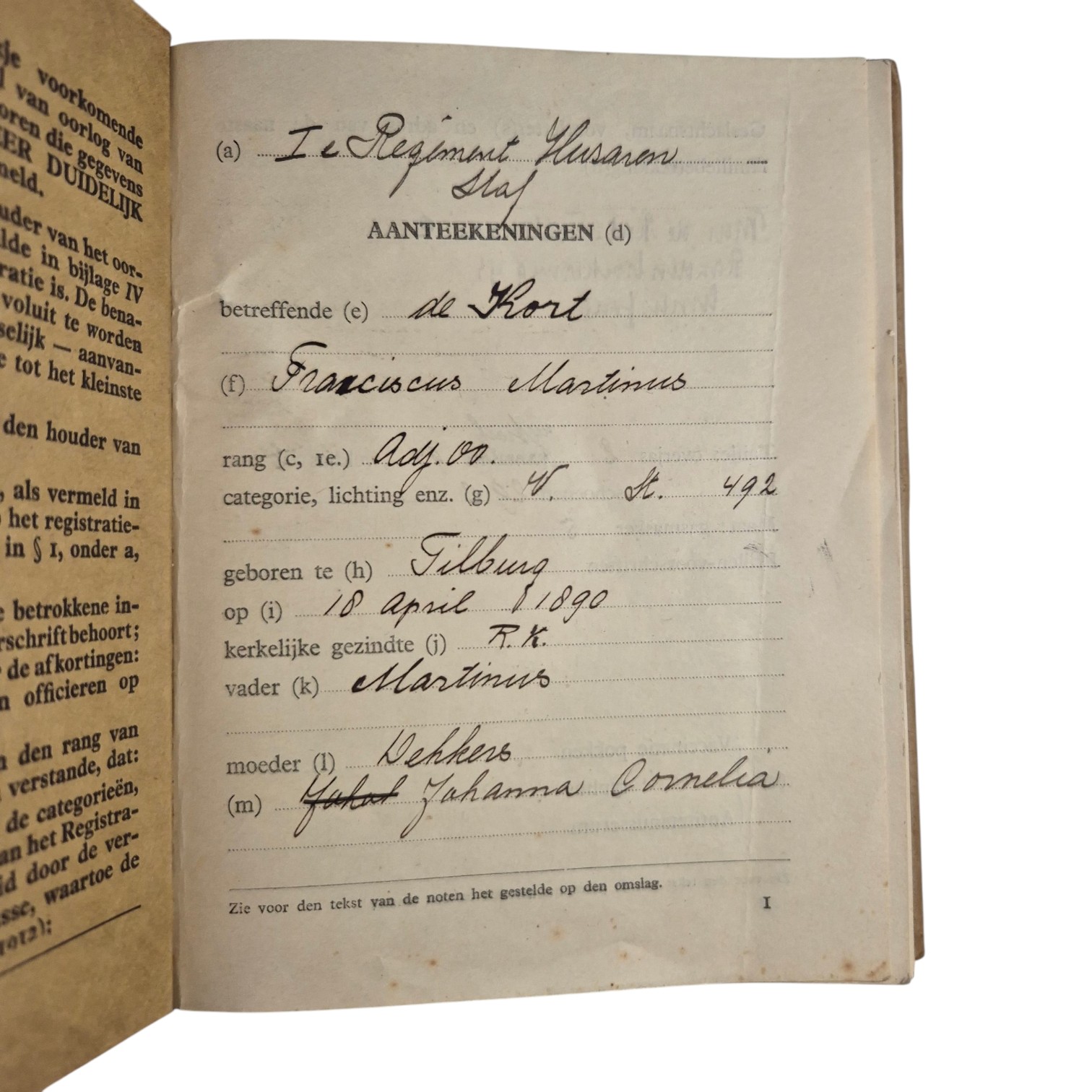 Nederlands-oorlogszakboekje-naamplaatje-en-documenten-Adjudant-onderofficier-1e-Regiment-Huzaren(5)