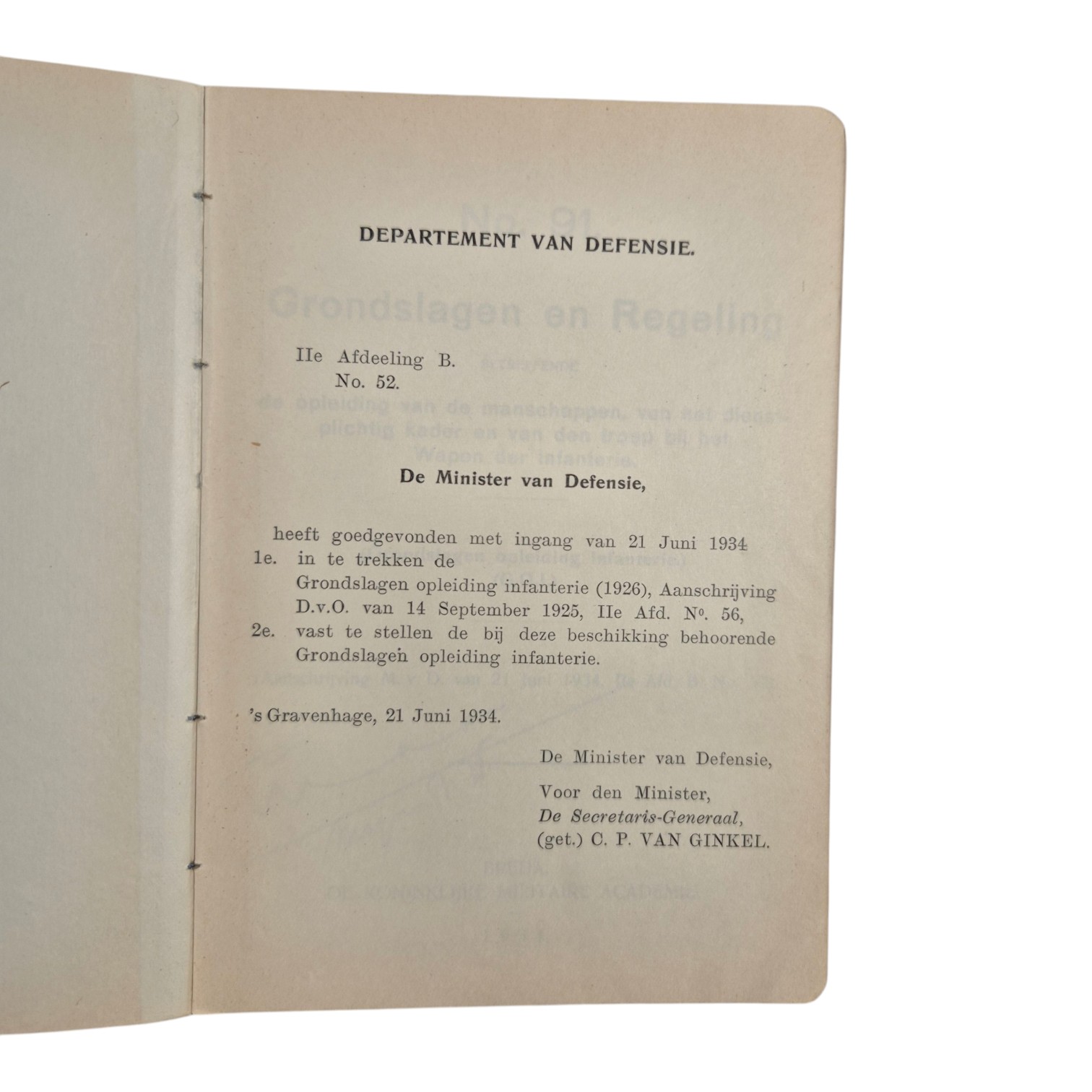Nederlands-voorschrift-Grondslagen-en-Regeling-1934-No.-91