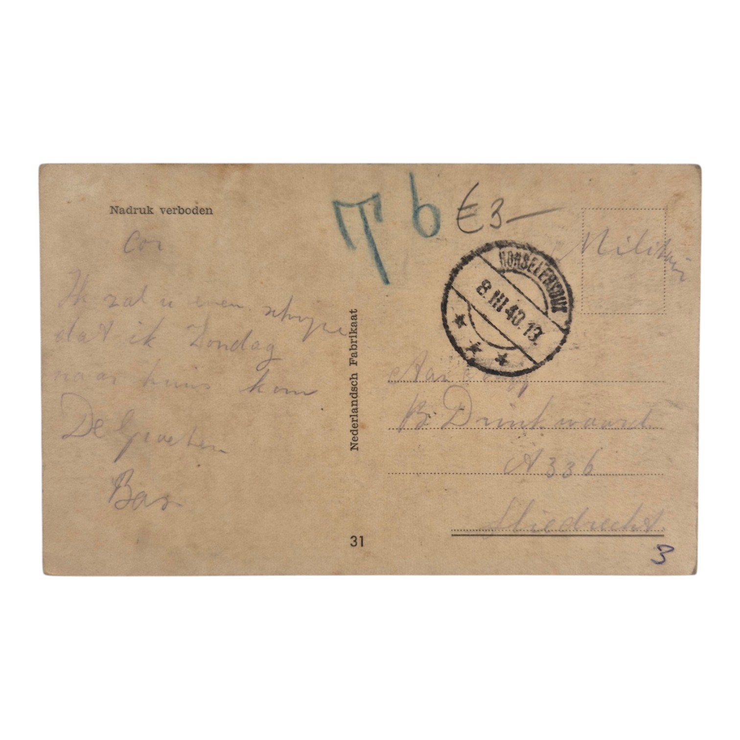 Nederlandse-militaire-ansichtkaart-1940-Honselersdijk